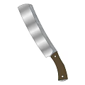 Sharp Silver Blade Weapon Featuring Brown Wooden Handle And Metal Rivets