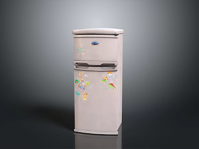 Light Gray Standing Water Dispenser With Colorful Stickers Modern Electronic Appliance 3d model