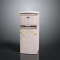 Light Gray Standing Water Dispenser With Colorful Stickers Modern Electronic Appliance