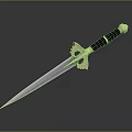 Antique Decorative Weapon with Sharp Metal Blade Ornate Gold Hilt Guard Black Handle Sleek Design