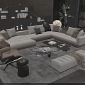 Minotti Sofa Coffee Table Combination Multi-person Corner Sofa Coffee Table Leisure Chair Side Table Corner Table 3d model