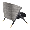 Modern Leisure Chair With Textured Gray Backrest Black Velvet Seat And Golden Metal Legs
