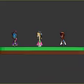 Colorful Cartoon Characters With Various Hairstyles And Outfits On Green Platform