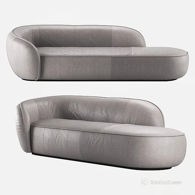 Modern Gray Leather Curved Sectional Sofa With Elegant Design And Comfortable Seating 3d model