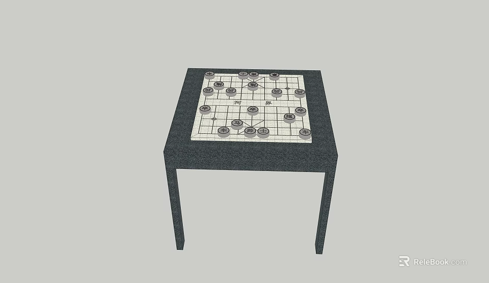 Home Use Square Entertainment Table Featuring Chessboard And Game Pieces 3d model