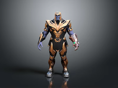 Detailed Thanos 3D Character Model With Golden Black Armor And Infinity Gauntlet 3d model