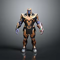 Detailed Thanos 3D Character Model With Golden Black Armor And Infinity Gauntlet