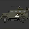 Military Green Armored Tank With Roof Mounted Weapon And White Body Markings