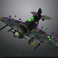 Futuristic Cosmic Spaceship With Glowing Green Purple Elements And Mechanical Details