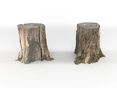 Stone Wood Tree Stumps With Natural Texture And Rustic Design Elements 3d model