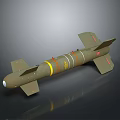 Military Missile With Green Body Yellow Bands Red Markings And Stabilizing Fins