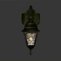 Vintage Architectural Wall Lantern With Metal Frame Glass Panels And Ornate Design
