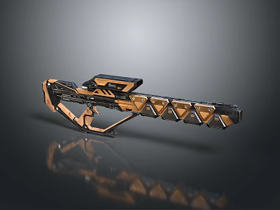 Futuristic Weapon Design With Orange Black Finish And Diamond Shaped Structural Elements 3d model
