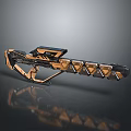 Futuristic Weapon Design With Orange Black Finish And Diamond Shaped Structural Elements 3d model