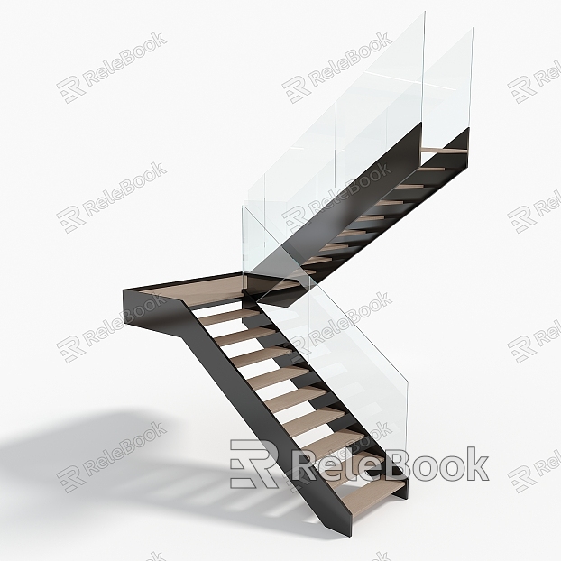 Glass Handrail Stairs Corner Stairs Internet Celebrous Stairs model