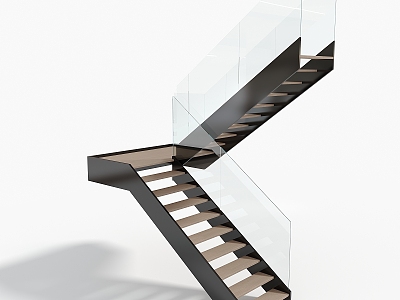 Glass Handrail Stairs Corner Stairs Internet Celebrous Stairs model