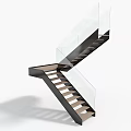 Modern Interior Stairs Design With Glass Railings Black Metal Frame And Wooden Treads