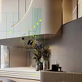 Starbucks Interior Design With Reception Desk Plants Sofa And Wooden Wall Steps