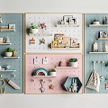 Pegboard Wall Decor with Various Colors Small Items for Cute Home Wall Decoration 3d model