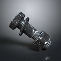 Industrial Metal Bolt And Nut With Shiny Surface And Threaded Design 3d model