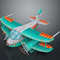 Cosmic Aerospace Biplane Model With Teal Orange Colors And Propeller Design Details