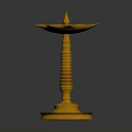 Traditional Golden Decorative Lamp With Star Shaped Top And Intricate Columnar Base