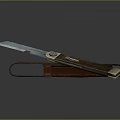 Durable Utility Knife With Wooden Grip Metal Blade And Leather Sheath For Daily Use