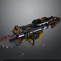 Heavy Duty Saw Blade Weapon Tool With Yellow Blue Brown Grip And Barrel