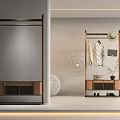 Modern Clothes Rack Interior Design With Drawer Base Hanging Clothes Hat Shoes And Potted Plant