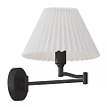 Modern Wall Lamp With White Pleated Shade And Black Metal Arm