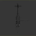 3D Rendered Military Helicopter With Large Rotors Dark Fuselage And Gray Gradient Background