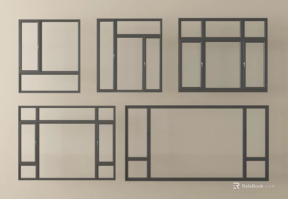 Various Casement Window Frame Designs With Different Structural Styles And Layouts 3d model
