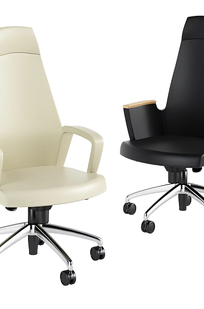 Modern Office Chairs Beige And Black With Swivel Base And Adjustable Armrests 3d model