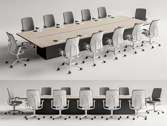 Modern Conference Table and Chair Conference Table and Chair Combination 3d model