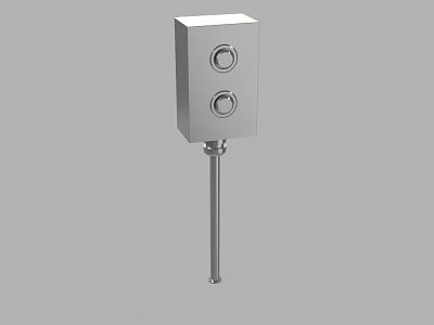 Industrial Control Equipment With Metal Box Two Round Buttons And Mounting Pole 3d model