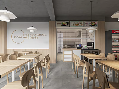 Modern Fast Food Restaurant Dining Table and Chair Combination Card Seat Fast Food Restaurant Small Food Restaurant Cashier 3d model