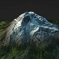 Mountain Terrain Featuring Snow Covered Peak Rocky Slopes And Lush Green Vegetation