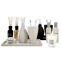 Modern Bathroom Accessories Set with Diffuser Lotion Dispenser Toothbrush Holder Candle and Tray 3d model