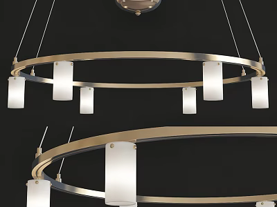 Modern Circular Chandelier With Metal Frame And White Lampshades Design 3d model