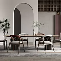 Table and Chair Combination Plant Potted Single Chair 3d model