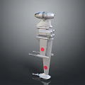 Gray Industrial Mechanical Device With Red Circular Markings And Detailed Structure