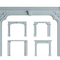 Roman Columns Fireplace Mantel With Various Ornate Carvings And Architectural Designs