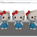Hello Kitty Sculptures With Red Bows Blue Overalls White Body Three Cute Decorative Art Figurines
