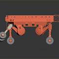 Red Heavy Duty Mobile Platform With Multiple Wheels And Metal Legs