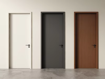 Modern Hinged Doors in White Black and Brown Solid Panel Design 3d model