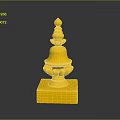 Golden Decorative Equipment With Multi Tiered Lotus Structure And Square Base 3d model