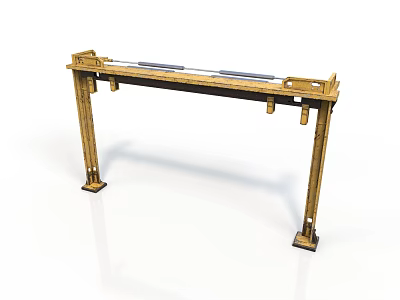 Industrial Metal Equipment Support Frame With Four Pillars And Top Beam Structure 3d model