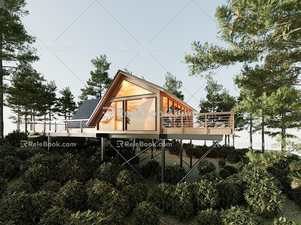 Modern Homestay Mountain Villa Forest Residence Cabin Rural Architecture 3d model