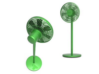 Two Green Electric Fans with Modern Design for Home Daily Use 3d model