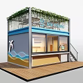 Sou Young Small Building With Green Roof Plants Wave Design And Wooden Platform